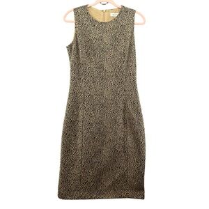 Calvin Klein Animal Print Dress Sleeveless Sheath Midi Belt‎